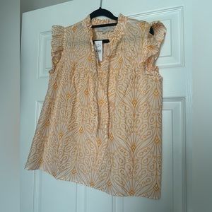 NWT - Women’s LOFT Eyelet Ruffle Tie Neck Top -  Small - never worn